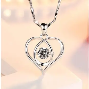 

beautiful pure Silver Pendant Fashion Love Heart Necklace