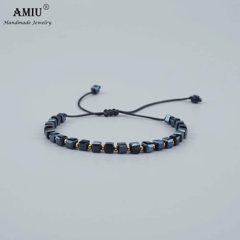 AMIU Jewelry 9colors Colorful Cube Crystal Handmade Bracelets Popular Woven Trendy Brazilian Bracelets For Women Men Bracelet