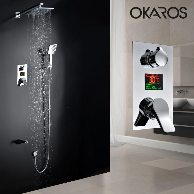 OKAROS ванная комната 3 функции полный цифровой дисплей смеситель для душа набор