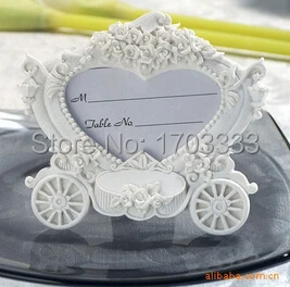 

#DF25 Elegant Wedding Return Gifts Souvenirs of White Pumpkin Carriage Photo Frame Place card holder 100pcs/lot Free Shipping