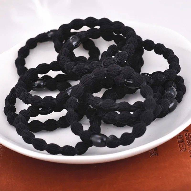 10pcs/lot Women Black Rubber Band Elastic Hair Band For DIY and Daily Wear Quality Thick Hair Tie Hair Accessories Pure Black