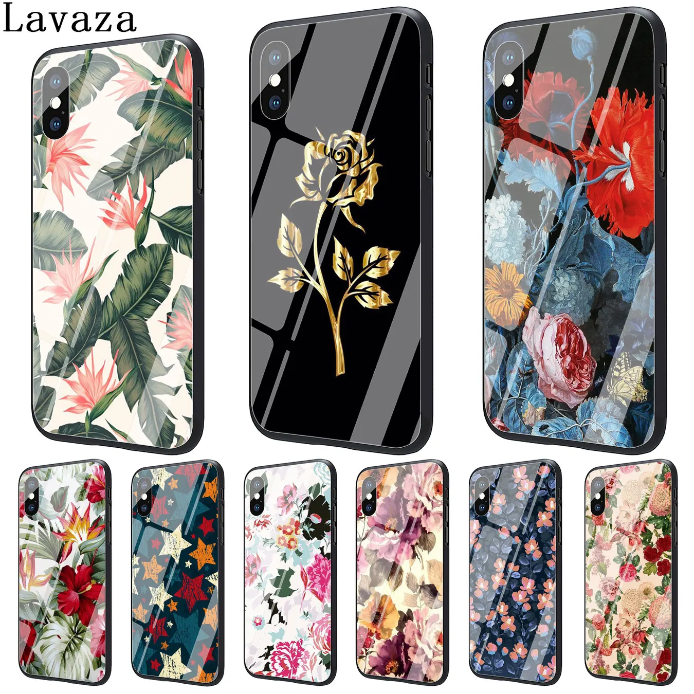 

Lavaza Peony Sunflowe Rose Daisy Pink Flower Tempered Glass Phone Cover Case for Apple iPhone XR XS Max X 8 7 6 6S Plus 5 5S SE