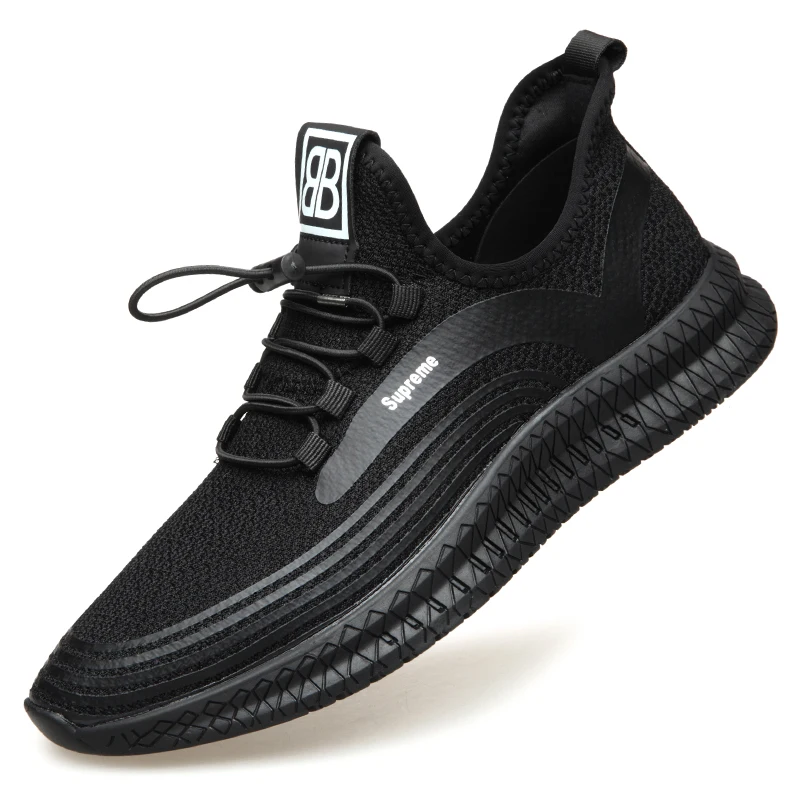 

2019 Newly Man Flyknit Shoes Anti-slip Casual Shoes Black/Red Soft Spring Quality Rubber Sole Youth Leisure Man Sneaker Shoes