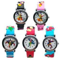 Супер дешевые Акция! Хорошее качество дети часы Человек-паук дети смотрят Кварцевые наручные часы для маленьких девочек мальчиков детские
