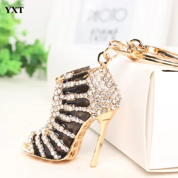 

Black High Heel Shoe Keyring Cute Charm Pendant Crystal Purse Bag Key Chain Jewelry Birthday Party Weddding Gift Accessories