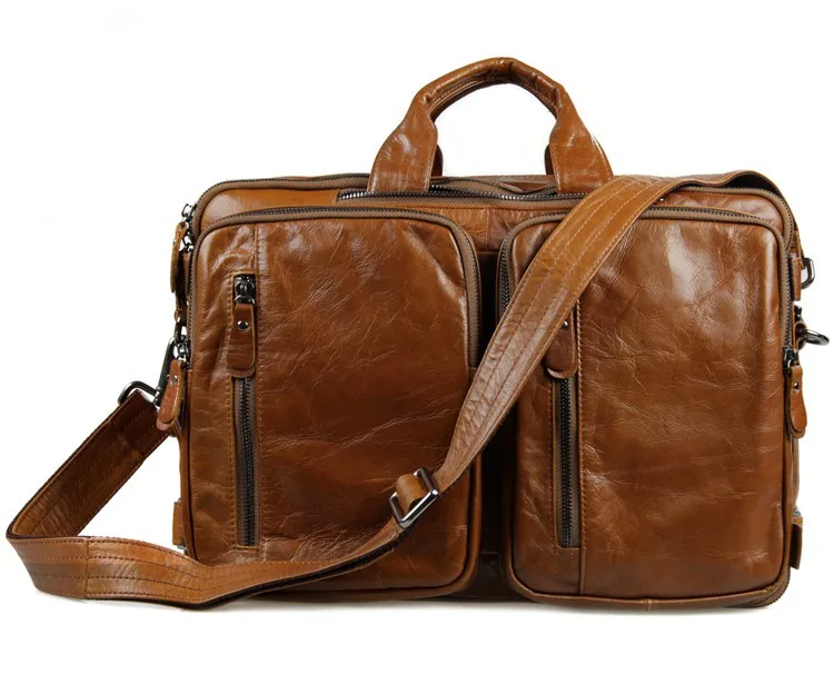 Кожаная сумка для ноутбука из натуральной кожи 728-40, мужская сумка через плечо из воловьей кожи, многофункциональная мужская сумка для путешествий, коричневый кожаный портфель