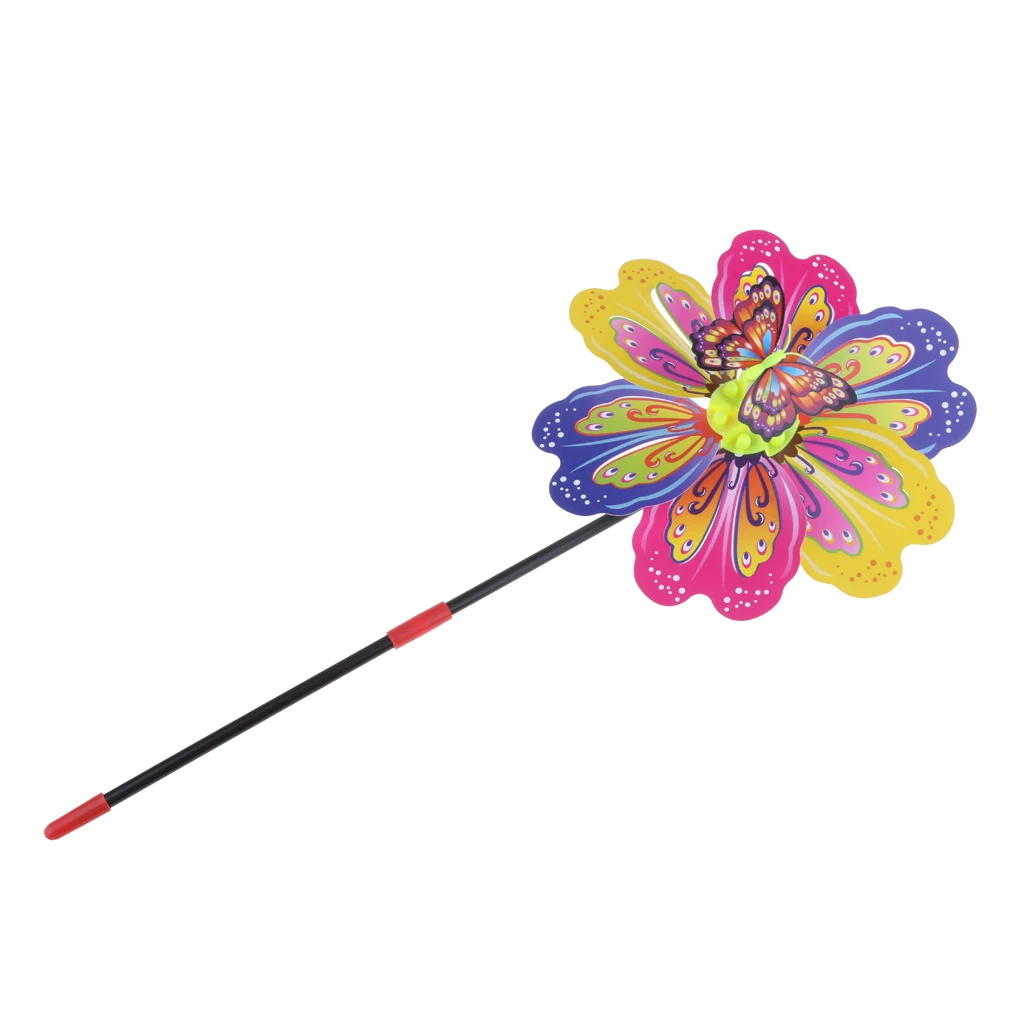 3D Butterfly Colorful Windmill Wind Whirligig Yard Garden Decor Kids Toy