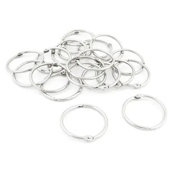 

20 Pcs Stationery Metal Staple Book Binder Loose Leaf Snap Rings Keychains