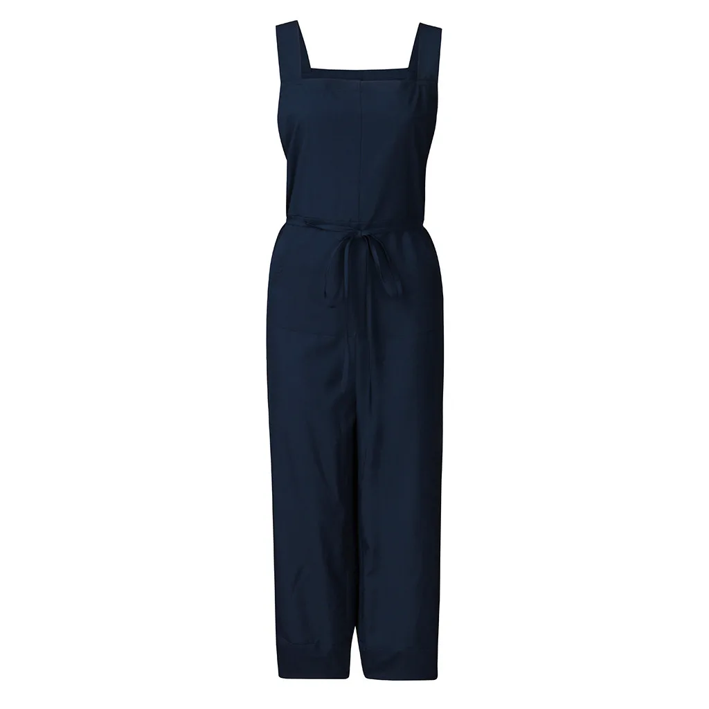 women summer jumpsuit Sleeveless Straps Baggy Jumpsuits Playsuits Romper Pants combinaison grande taille femme#XP25