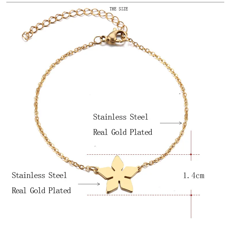 CACANA Stainless Steel Bracelet For Women Man Pentagon Flower Gold And Silver Color Pulseira Feminina Lover's Engagement Jewelry