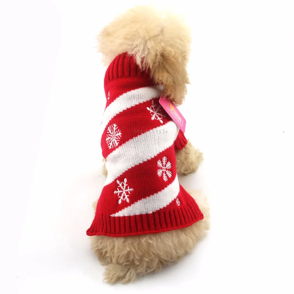 

1 piece Christmas Sweater for Dogs Christmas Snowflake Pet Dog Cat Winter Warm Clothes Costume Puppy Jumper Knit Apparel XXS-XXL