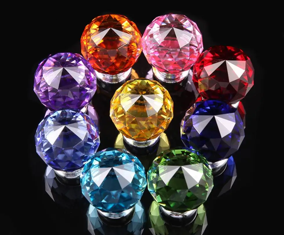 

wholesale Diamond Shape Design Crystal Glass Knobs Cupboard Pulls Drawer Knob Kitchen Cabinet Handles Furniture Handle Hardware