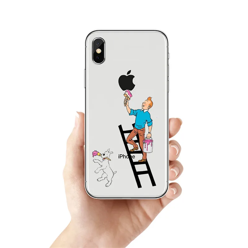 Как Aventuras Де Тинтин силиконовый Suave TPU Caso Capa Para o iphone XR 10 8 7 Plus 6 6 s Plus 5 XS Max 5 5C 4 4s Caso Fundas Coque - Color: TPU