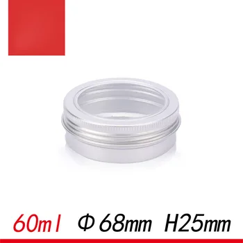 

60ML Aluminum Cream Jar Pot with Visible Window Silver Box Screw Lid Nail Art Makeup Lip Gloss Empty Cosmetic Metal Tin Containe
