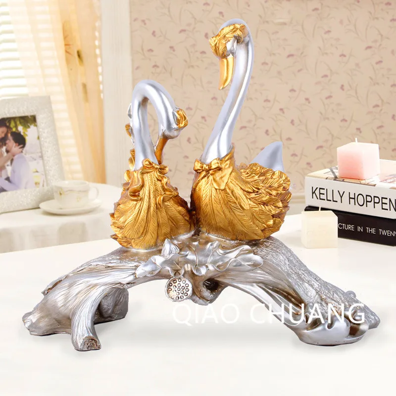 

European Style Lovers Swan Resin Craftwork Valentine's Day Gift Bookcase Decoration Home Furnishing Articles S405