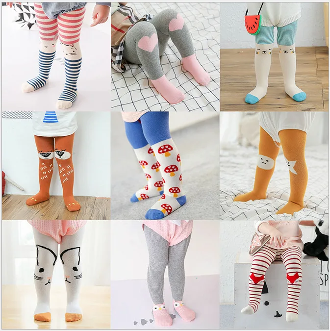 

0-3T New Cotton Knitting Baby Tights Infant Girls Boys Cartoon Non-Slip Tights Toddler Stockings Pantyhose Children Clothing