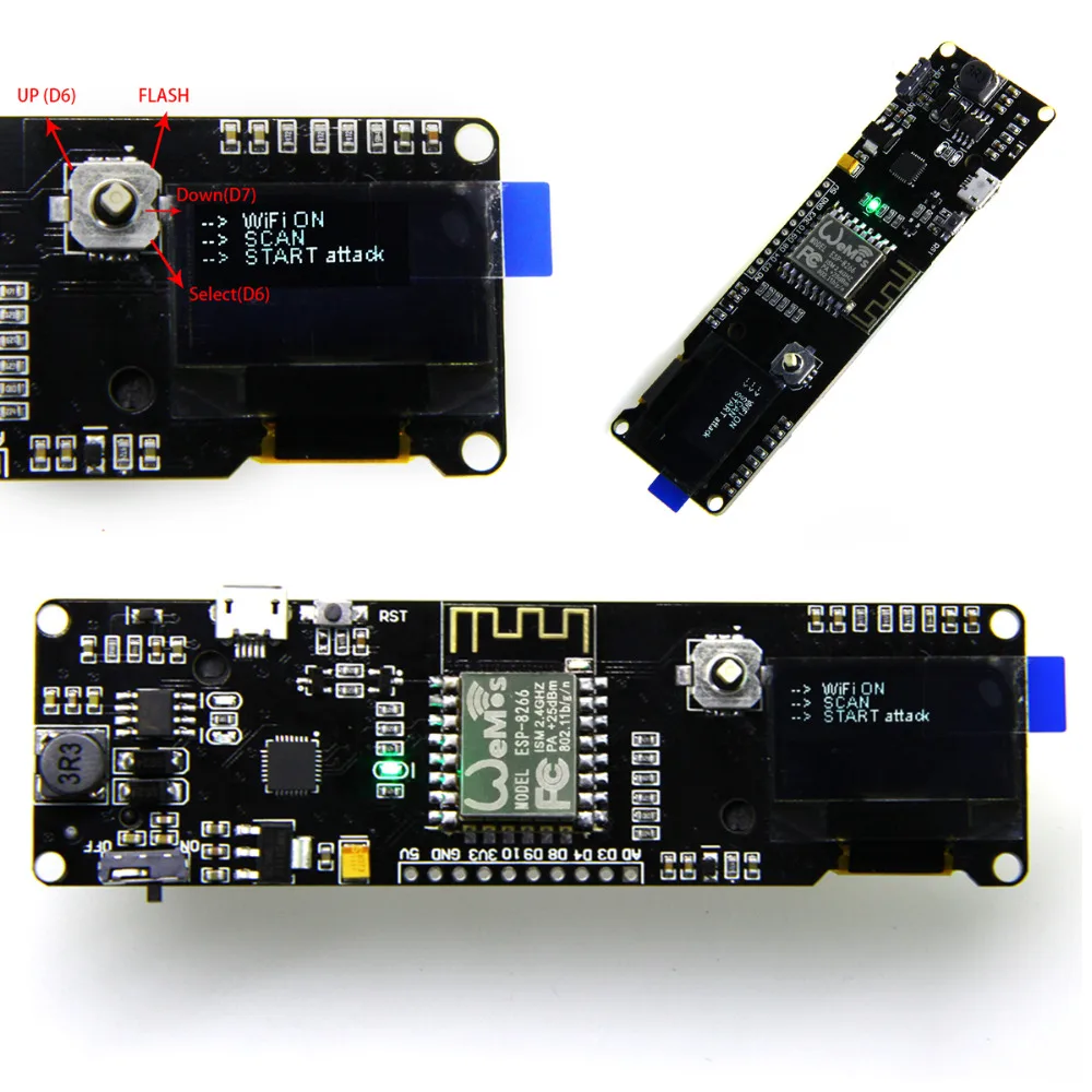 1pc ESP8266 Development Board WeMos D1 Esp Wroom 02 Motherboard 0 96 Screen Module 18650 Battery