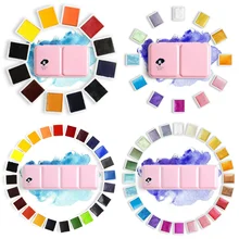 Рубенс кисти для акварели красок твердая Цвета Портативный металлический корпус с Палитра-12/24/48 Цвета комплект художественных