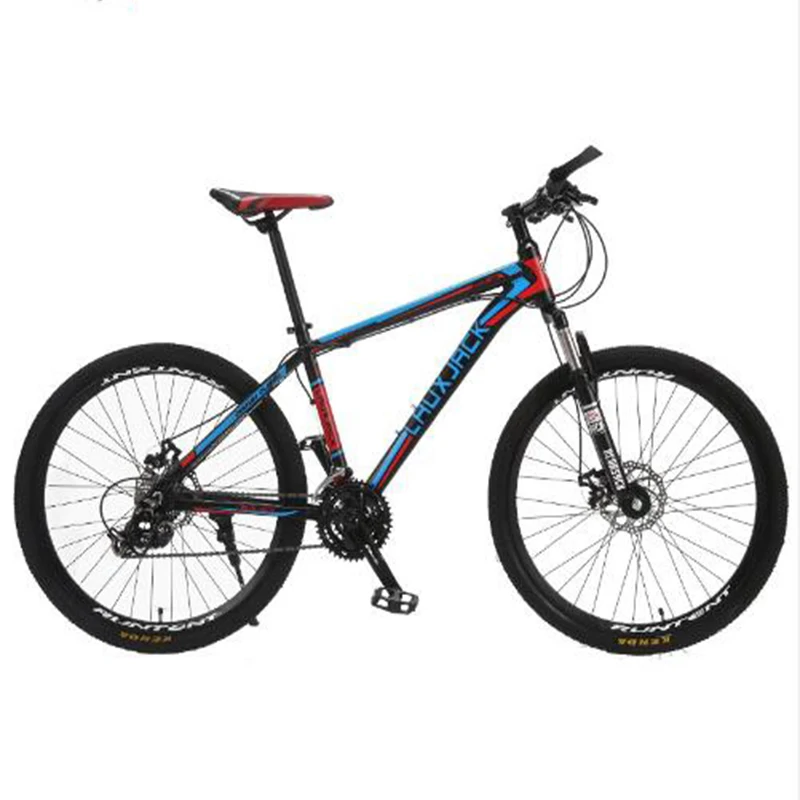 LAUXJACK горный велосипед алюминиевая рама 24 скорости Shimano механический тормоз 2" колеса MTB - Цвет: blue   red