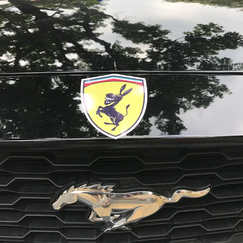 3D Aluminum Donkey Logo Car Window Body Sticker Emblem Decal Steering wheel sticker Accessories Fit For Ferrari Ford Mustang