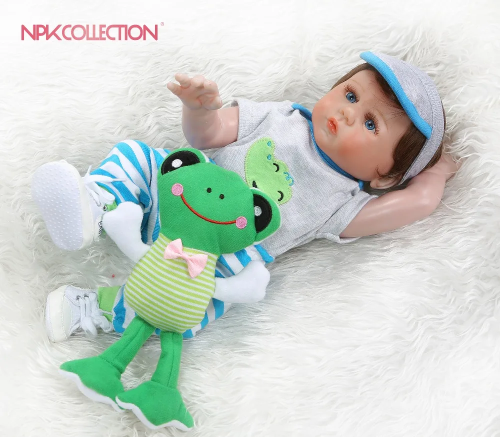 Npkколлекция 48 см bebe Кукла реборн малыш мальчик кукла полный тело силиконовая игрушка для ванны ручной детальный рисунок мизинец вид