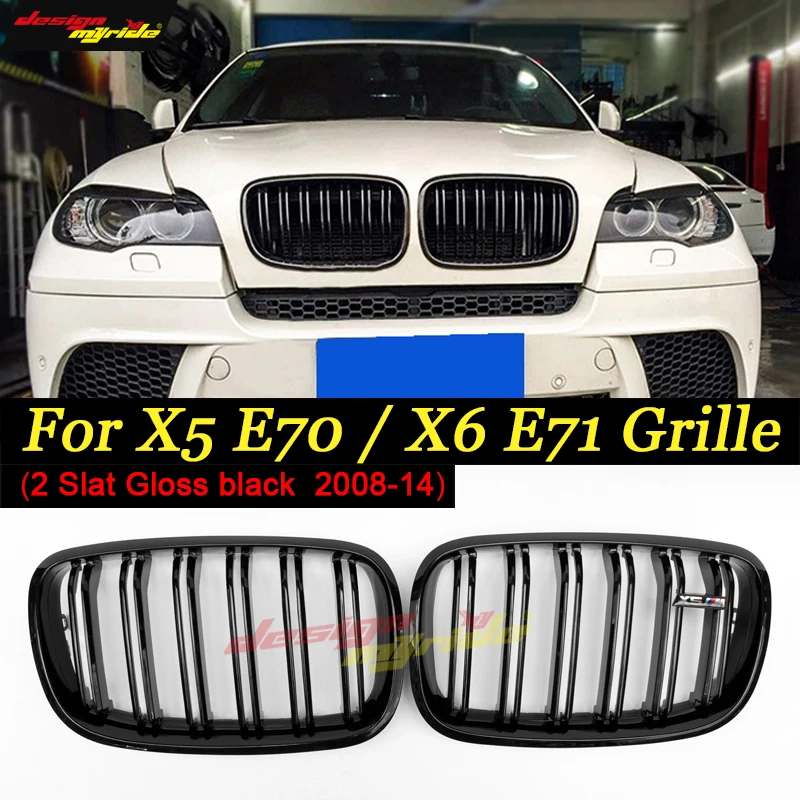 

xDrive30i xDrive35i xDrive48i grille For BMW x5 e70 x6 e71 grille ABS gloss black material front kidney grille mesh grid 2008-14