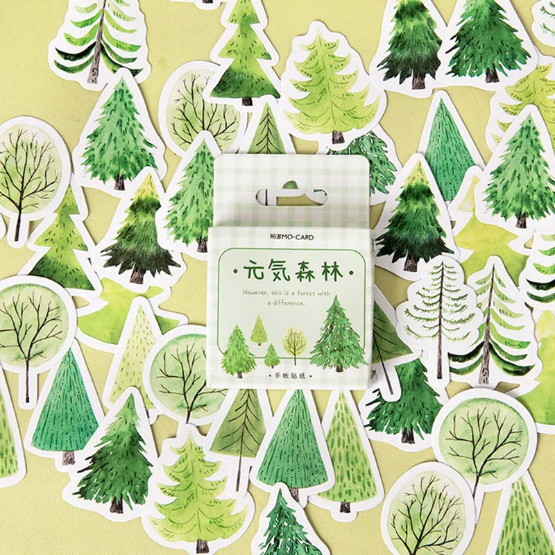 

45 pcs/lot Green forest Trees Plant mini paper sticker DIY decoration sticker for album scrapbooking label sticker