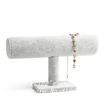 Серый бархатный браслет цепочка часы Т-бар стойка Ювелирные изделия Жесткий Дисплей Подставка держатель