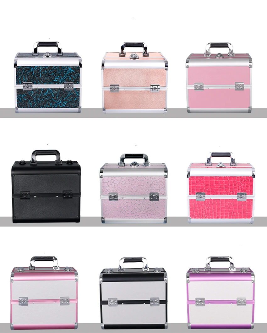 

Professional Aluminum Makeup Organizer Beauty Artists Cosmetics Makeup Train Case Jewelry Storage Organizer Beautify Large Box