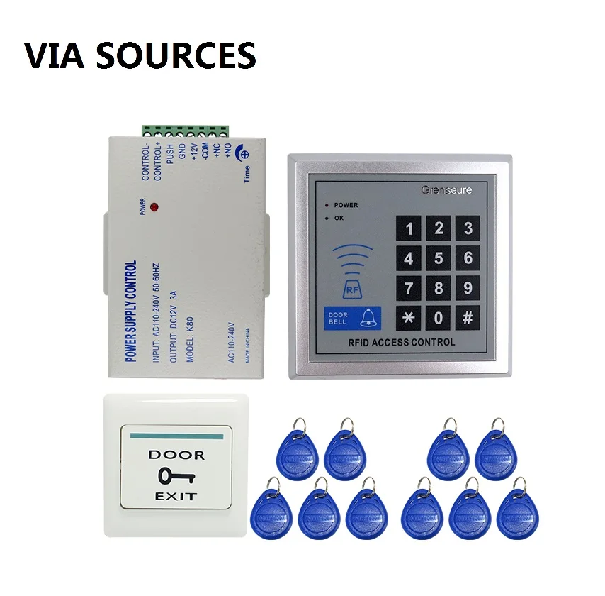 

Direct Factory RFID Door Access Control System Kit Set Power Supply Control Rfid Reader Code Keypad 125KHZ