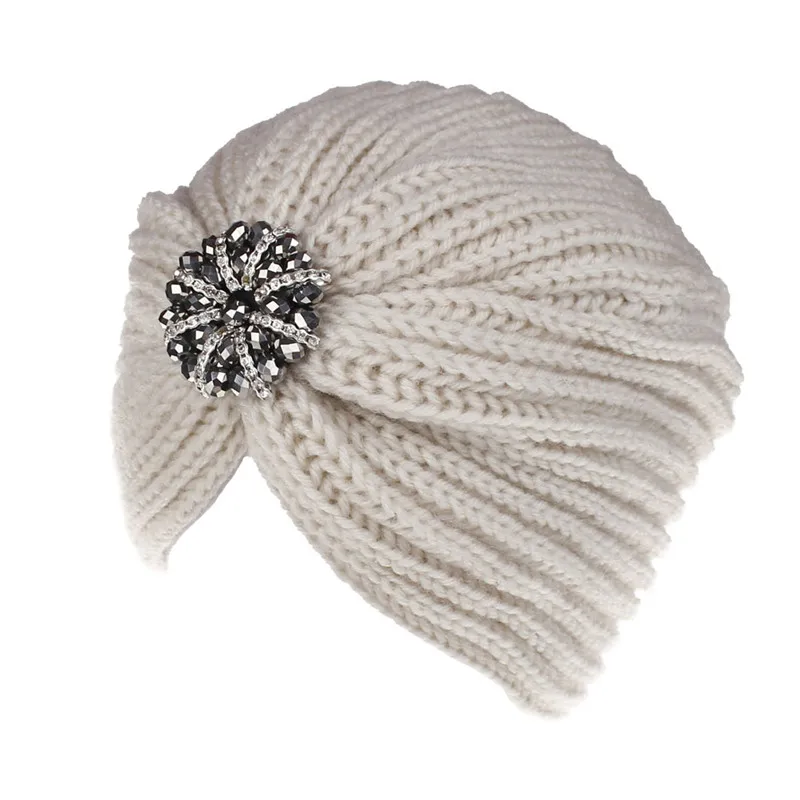 XDOMI женские зимние теплые шапки с бриллиантами, чалма, шапки для женщин, шапочки, бандана для химиотерапии, плиссированная индийская шапка, шапка-тюрбан