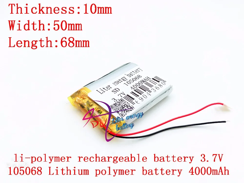 li-po Size 105068 3.7V 4000mah Lithium polymer Battery with Protection Board For PDA Tablet PCs Digital Products | Электроника