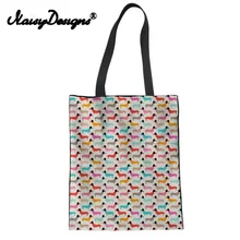 Noisydesigns милые щенки такса печати для женщин хлопчатобумажная хозяйственная сумка повседневное подростков обувь для девочек студентов Bookbags Мода переработки