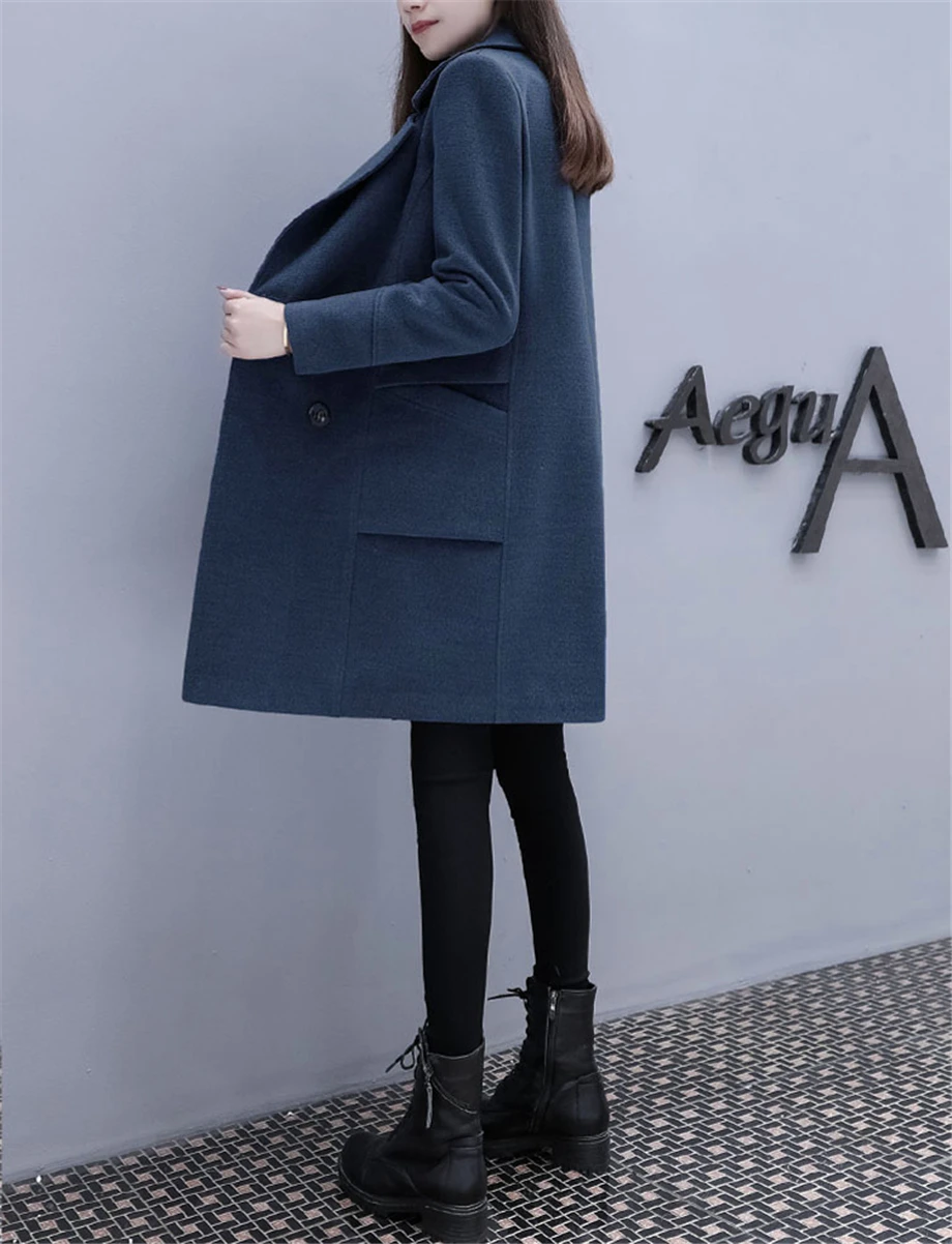 Женское модное шерстяное пальто на осень и зиму, лидер продаж, двубортная верхняя одежда, пальто для девушек, для работы в офисе, с длинным рукавом, повседневная куртка