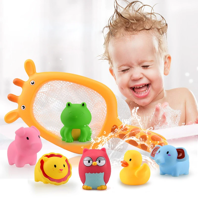 7Pcs Swimming Water Toys Baby Colorful Soft Rubber Wash Bath Float