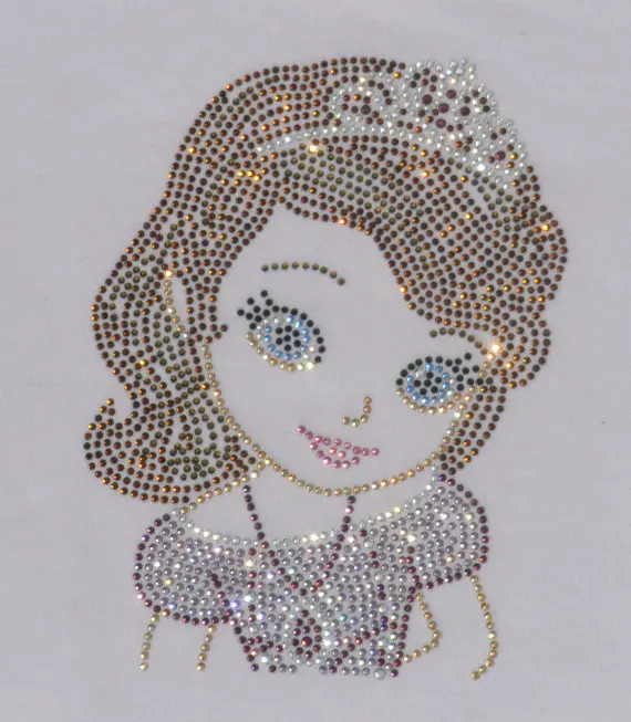 

2pc/lot Princess Sofia (Sophia) iron on rhinestone transfer applique patch hot fix rhinestone design stone iron on transfer