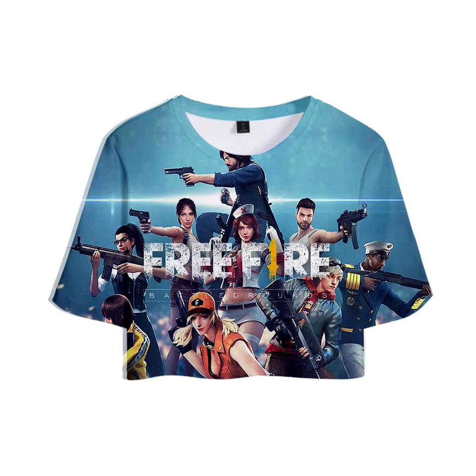 Free Fire 3D Printed Summer Women Crop Tops Short Sleeve Fashion Tshirts Free Fire Popular Game Tee Shirts Girls Sexy Clothes
