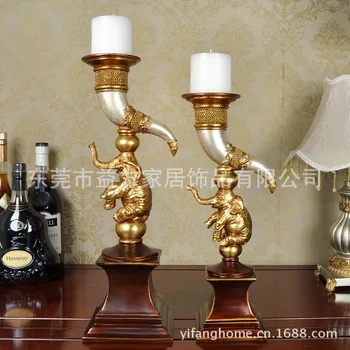 

European style creative home sets of two objects of ivory candlesticks Home Decoration Hotel Club model room Decoration