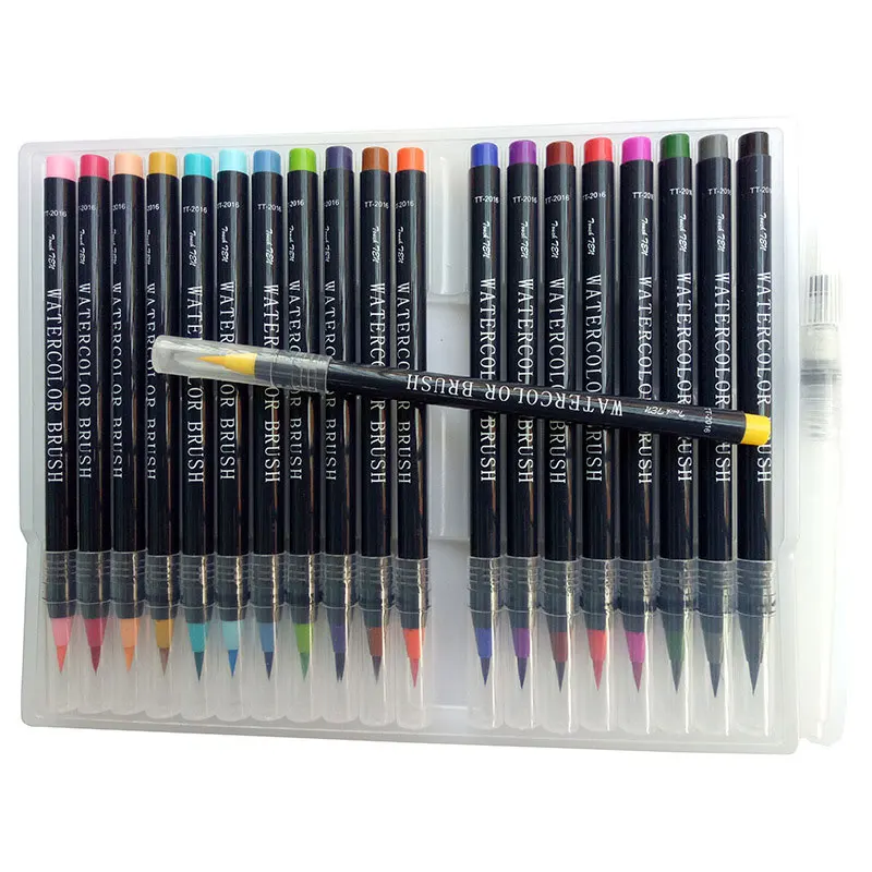 DELVTCH 20 цветов + 1Pen набор Премиум Рисунок живопись мягкая ручка воды цвет кисточки маркер ручка эффект для манга комиксов каллиграфия