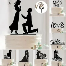Модные горячие Mr Mrs свадебный торт акриловое Украшение Черный Романтический Жених невесты торт аксессуары для Свадебные сувениры