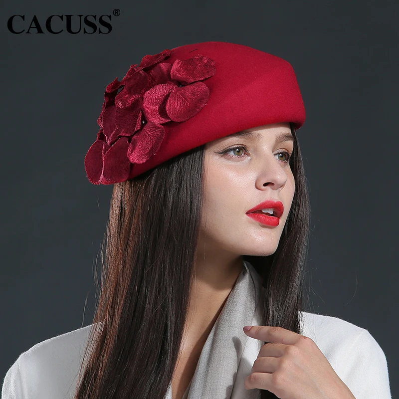 Cacuss brand beret hats women winter wool fedoras hats elegant female
