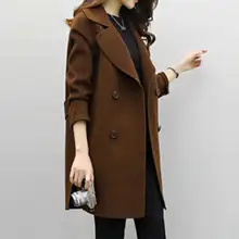Newly Autumn Winter Women Casual Coats Turn-down Collar Warm пальто женское Long Sleeve Slim Lapel Cardigan Outwear