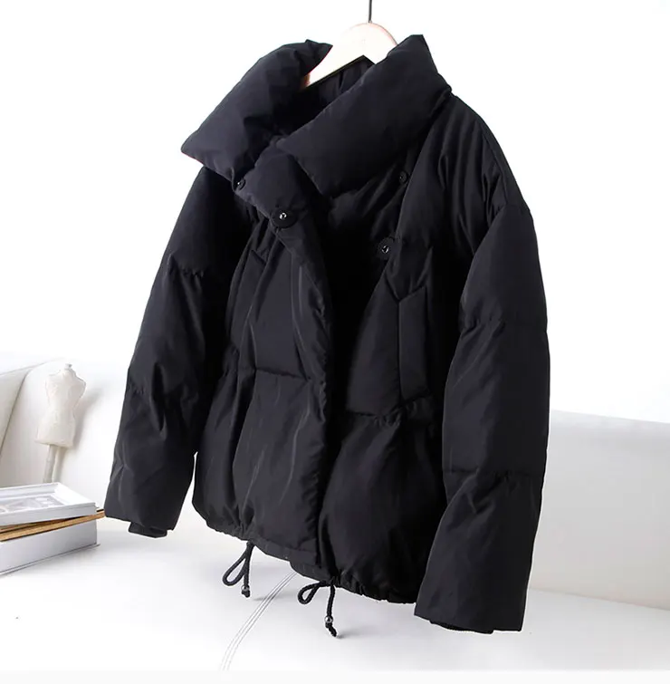 JOJX осенне-зимняя женская парка, модная женская куртка, зимнее пальто для женщин, стоячий пуховик, теплая Повседневная куртка, большие размеры - Цвет: Черный