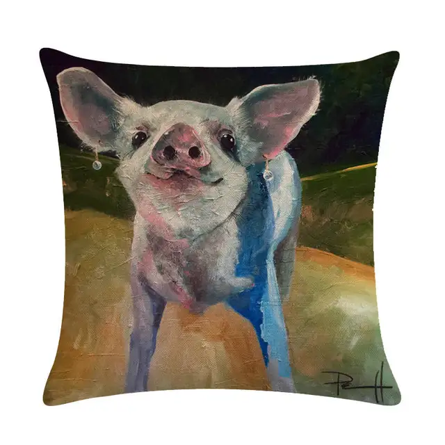 pig art design linen//cotton throw pillow covers couch cushion cover home