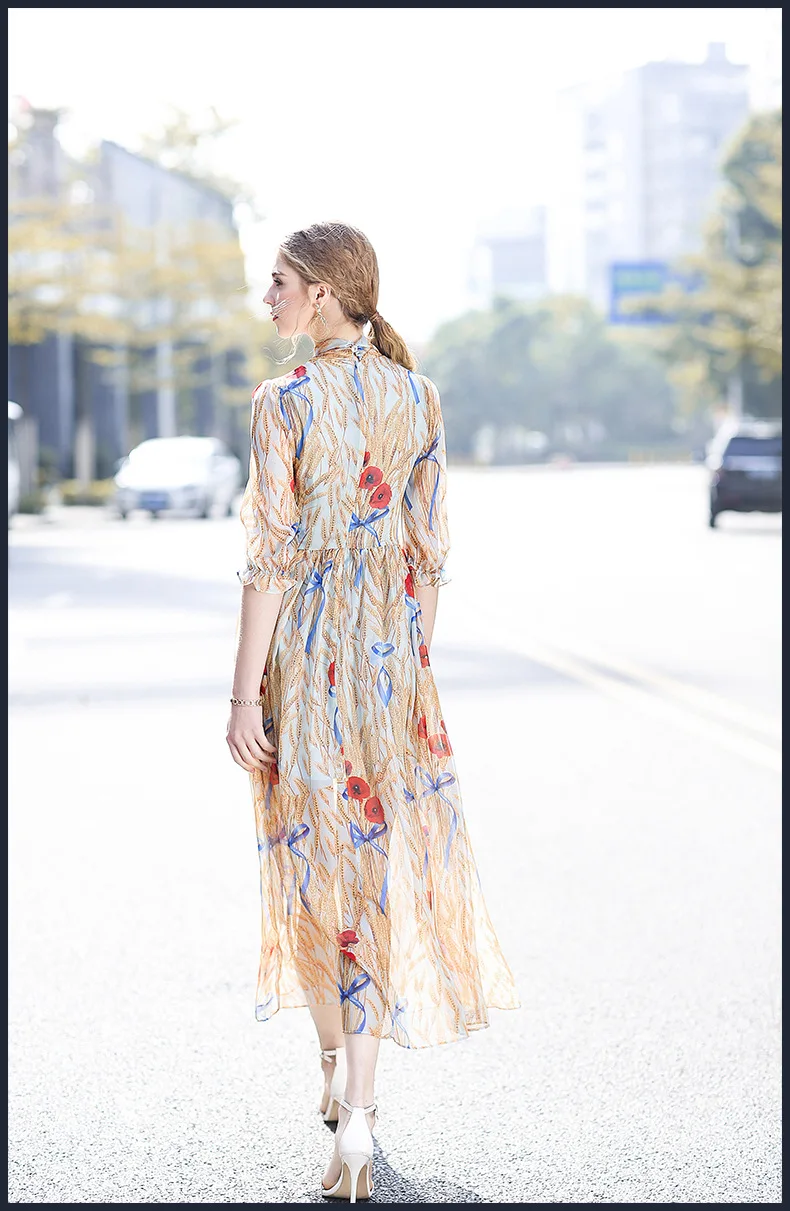 AYUNSUE весна лето женское длинное платье из шифона с принтом элегантное платье макси Вечерние платья для женщин сексуальное Vestidos H8618003