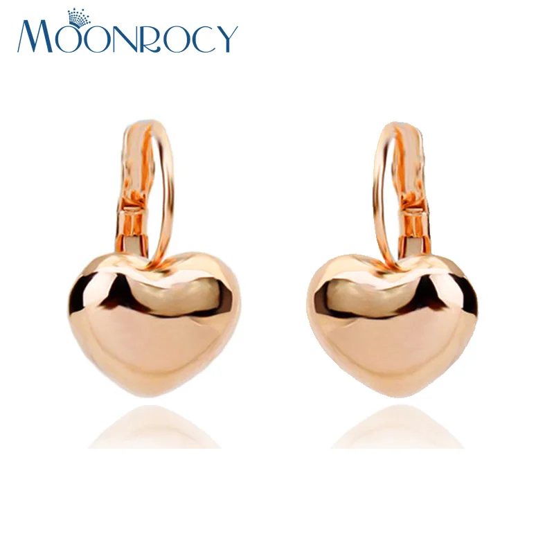 MOONROCY Модные серьги в форме сердца с австрийскими кристаллами розовое золото цвет ювелирные изделия оптом для влюбленных женщин