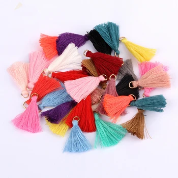 

100PC 3.6CM Mini Metal Ring Polyester Cotton Fabric Tassel DIY Pendant Jewelry Making Fringe Trim Craft Tassel Sewing Accessorie