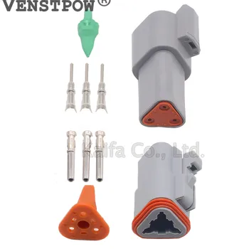 

1 sets Kit Deutsch DT 3 Pin Waterproof Electrical Wire Connector plug Kit 22-16AWG DT06-3S DT04-3P