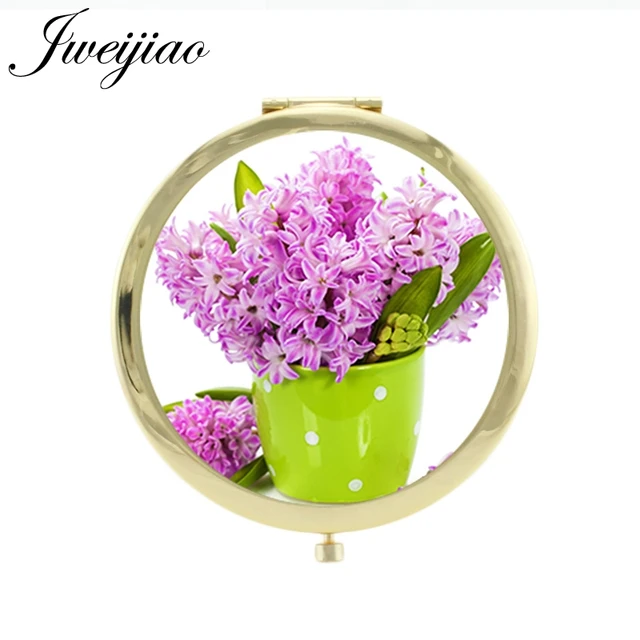 Jweijiao Kartun Sketsa Bunga Saku Cermin Untuk Anak Perempuan Hadiah Lavender Logam Berlapis Emas Mini Make Up Cermin Fs28 Makeup Cermin Aliexpress