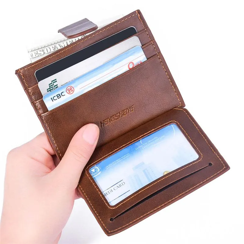 Кошелек для карт мужской женский кожаный небольшой ID держатель для кредитных карт Тонкий Карманный чехол держатель для кредитных карт tarjetero-15
